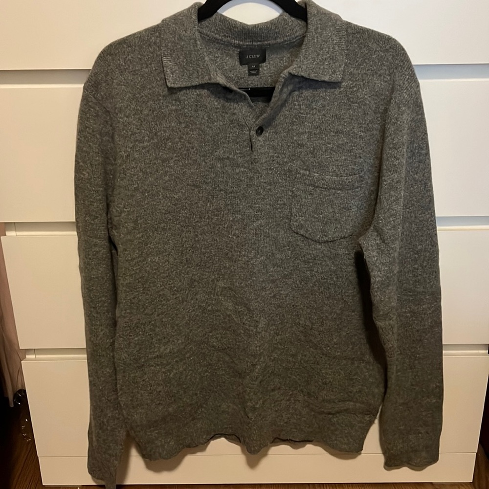 Grey wool J. Crew collared sweater size medium